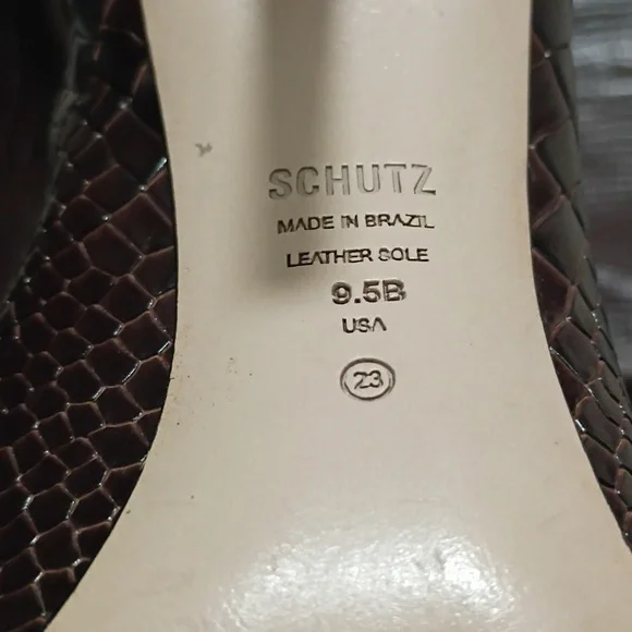 SCHUTZ Dark Brown Croc-Embossed Over the Knee Boots - Picture 2 of 3